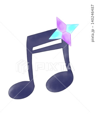 折り紙で作った手裏剣の付いた音符 折り紙で作った手裏剣の付いた音符 140246487
