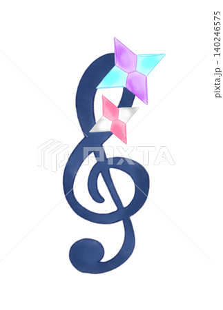 折り紙で作った手裏剣の付いた音符 折り紙で作った手裏剣の付いた音符 140246575