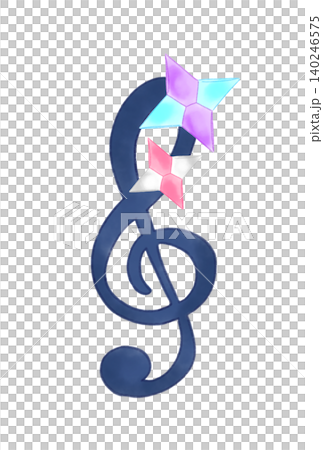 折り紙で作った手裏剣の付いた音符 折り紙で作った手裏剣の付いた音符 140246575