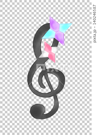 折り紙で作った手裏剣の付いた音符 折り紙で作った手裏剣の付いた音符 140246587