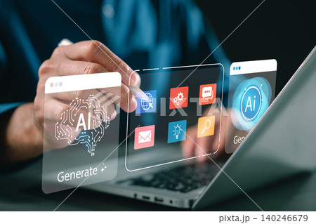 AI content platform smart application digital innovation business productivity creativity artificial intelligence technology dashboard helps user manage projects using laptop stylus screen AI content platform smart application digital innovation business productivity creativity artificial intelligence technology dashboard helps user manage projects using laptop stylus screen 140246679