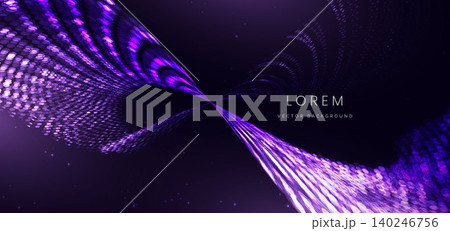 Modern abstract background featuring flowing waves made of glowing purple dots. Modern abstract background featuring flowing waves made of glowing purple dots. 140246756