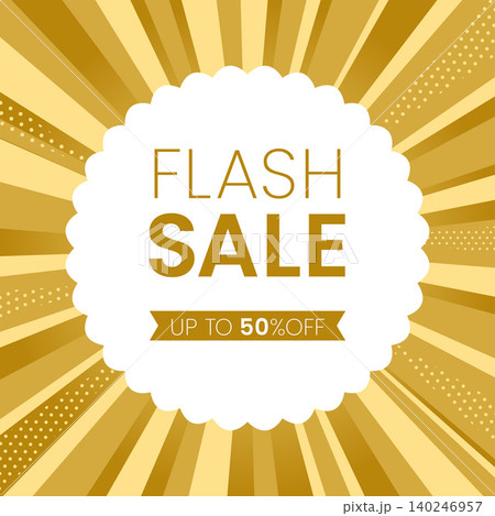 ゴールドの放射状背景にFLASH SALEを配置した高級感のあるタイムセールバナー ゴールドの放射状背景にFLASH SALEを配置した高級感のあるタイムセールバナー 140246957