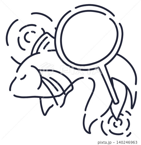 ゆるい線で描いた金魚すくい線画 ゆるい線で描いた金魚すくい線画 140246963