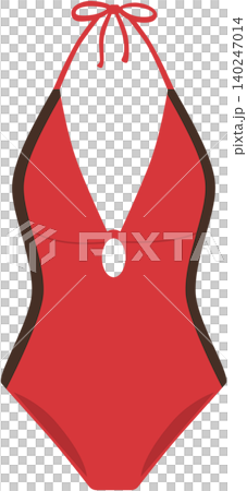 Red One Piece Halter Swimsuit Flat Summer Beachwear PNG Illustration 140247014