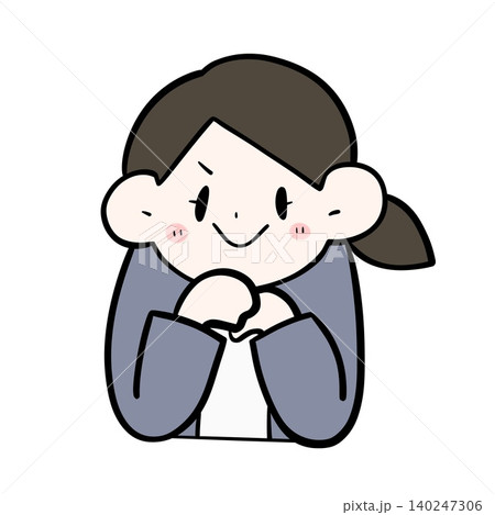 手を組んで話を聞く女性会社員のイラスト｜傾聴・上司・相談 140247306