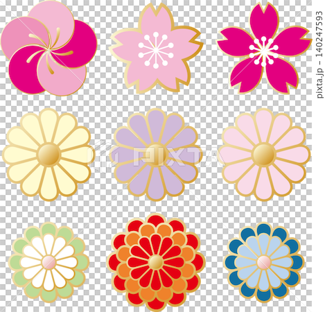 Japanese style, Japanese pattern, flower, icon, illustration set, plum, cherry blossom, chrysanthemum, traditional, pattern, Japanese modern, decoration, ornament, embellishment Japanese style, Japanese pattern, flower, icon, illustration set, plum, cherry blossom, chrysanthemum, traditional, pattern, Japanese modern, decoration, ornament, embellishment 140247593