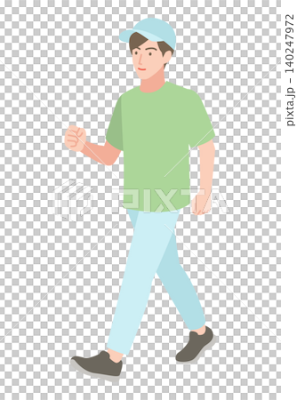 一位年輕男子行走的插圖 一位年輕男子行走的插圖 140247972