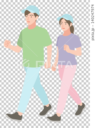 ウォーキングをする若い男女 ウォーキングをする若い男女 140247974