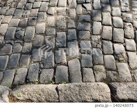 Cobblestone Road Surface in Urban City Street Environment 140248073