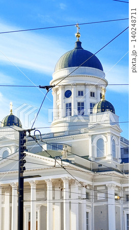 HELSINKI, FINLAND APRIL 14, 2026: Closeup Helsinki Cathedral vertical, Helsinki, Finland HELSINKI, FINLAND APRIL 14, 2026: Closeup Helsinki Cathedral vertical, Helsinki, Finland 140248711