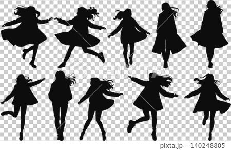 An illustration of a woman in autumn clothes striking a pose. An illustration of a woman in autumn clothes striking a pose. 140248805