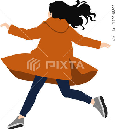 秋服を着た女性がポーズをとっているイラスト 140248809