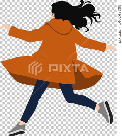 秋服を着た女性がポーズをとっているイラスト 140248809
