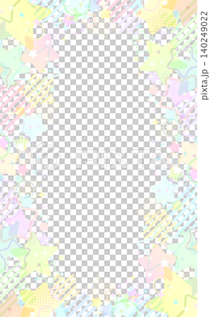 Rainbow-colored pop transparent star frame 4_vertical Rainbow-colored pop transparent star frame 4_vertical 140249022