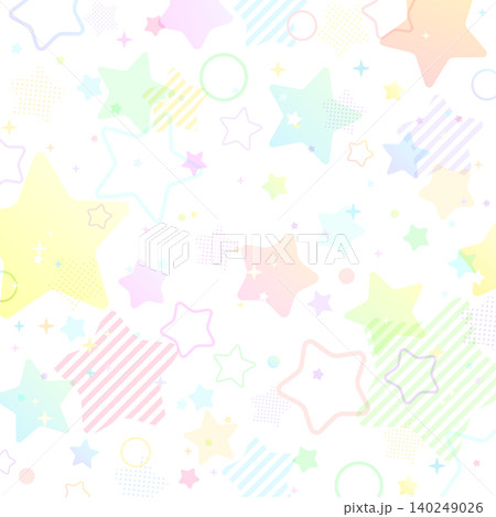 虹色ポップなスター透過背景_正方形 虹色ポップなスター透過背景_正方形 140249026