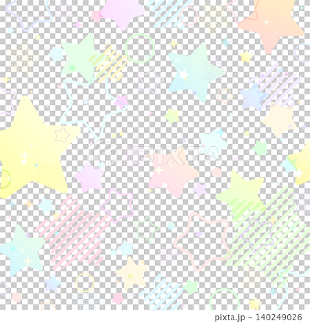 虹色ポップなスター透過背景_正方形 虹色ポップなスター透過背景_正方形 140249026