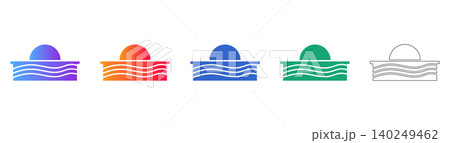 Sun Over Waves Icon Set icon set Sun Over Waves Icon Set icon set 140249462