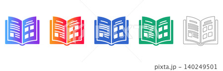 Open Magazine Icon Set for Editorial and Digital Design icon set Open Magazine Icon Set for Editorial and Digital Design icon set 140249501