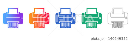 Barcode Printer Vector Icon Set Barcode Printer Vector Icon Set 140249532