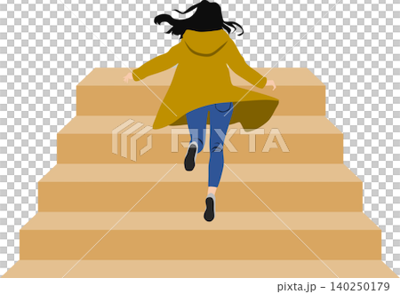 一幅描繪女子上樓梯時背部的插圖。 140250179