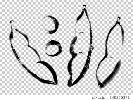 Illustrations, ink paintings, sumi-e (ink painting), edamame (green soybeans) 140250371