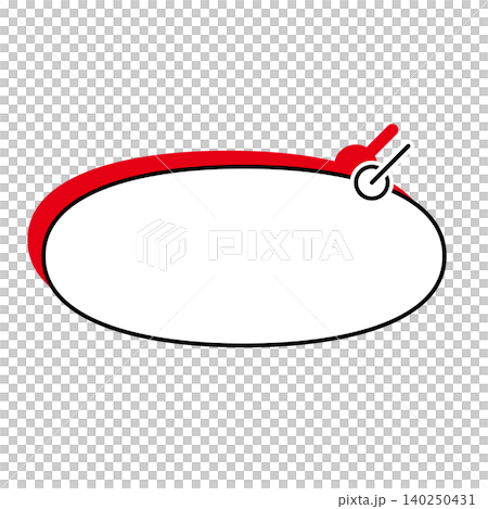 A simple, horizontally elongated oval speech bubble illustration on a white background. A simple, horizontally elongated oval speech bubble illustration on a white background. 140250431