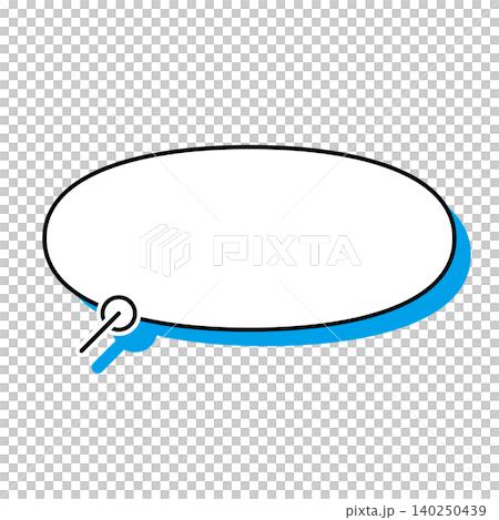 白色背景上的簡單橫向拉長的橢圓形對話框插圖。 白色背景上的簡單橫向拉長的橢圓形對話框插圖。 140250439