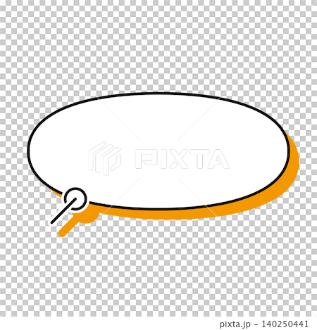 白色背景上的簡單橫向拉長的橢圓形對話框插圖。 白色背景上的簡單橫向拉長的橢圓形對話框插圖。 140250441