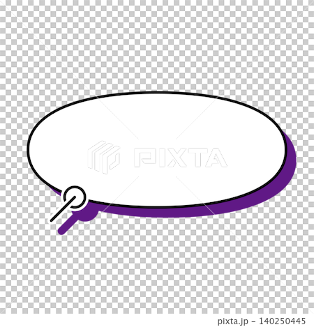 白背景にシンプルな横長楕円形の吹き出しイラスト 140250445