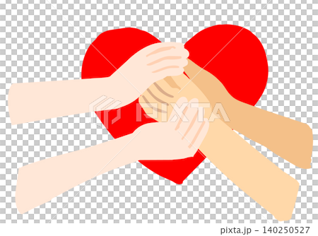 A cute hand-drawn flat illustration of hands shaking hands and a heart. A cute hand-drawn flat illustration of hands shaking hands and a heart. 140250527