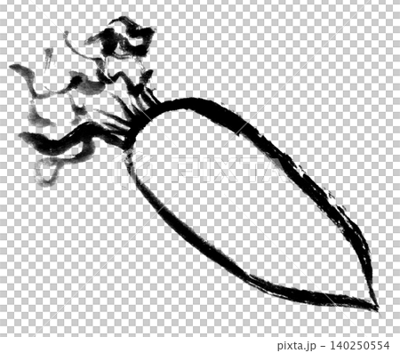 Illustration, ink painting, sumi-e (ink painting), radish Illustration, ink painting, sumi-e (ink painting), radish 140250554