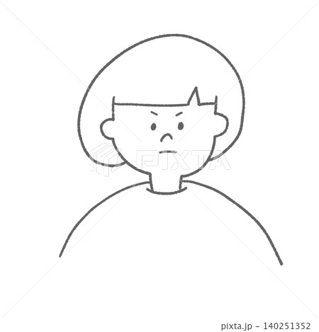 怒り顔　女の子　線画 140251352