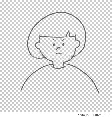 怒り顔　女の子　線画 140251352