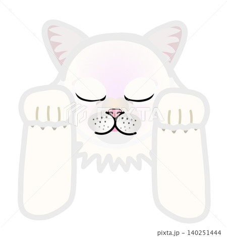 前足のついた白猫の顔イラスト 前足のついた白猫の顔イラスト 140251444