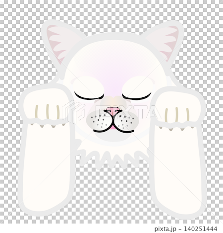 前足のついた白猫の顔イラスト 前足のついた白猫の顔イラスト 140251444