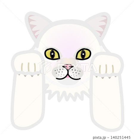 前足のついた白猫の顔イラスト 前足のついた白猫の顔イラスト 140251445