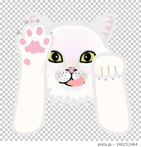 前足のついた白猫の顔イラスト 前足のついた白猫の顔イラスト 140251464