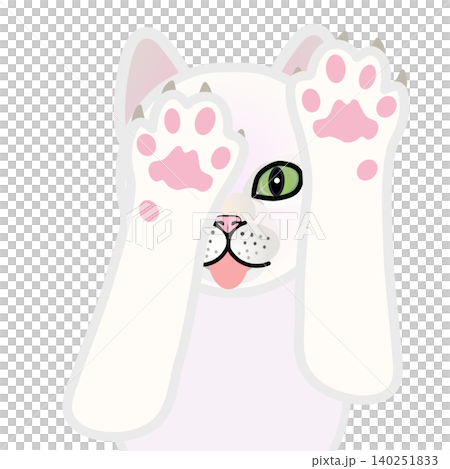 前足のついた白猫の顔イラスト 前足のついた白猫の顔イラスト 140251833