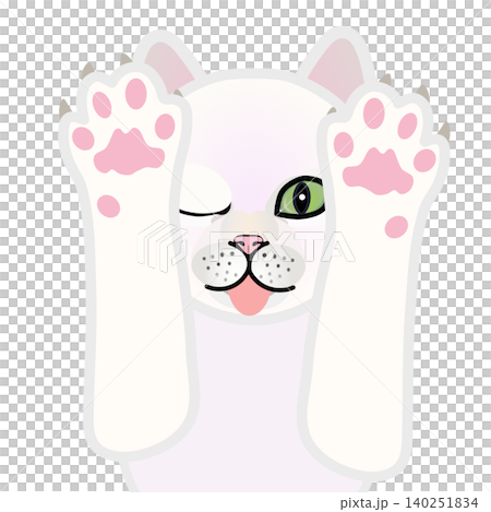 前足のついた白猫の顔イラスト 前足のついた白猫の顔イラスト 140251834