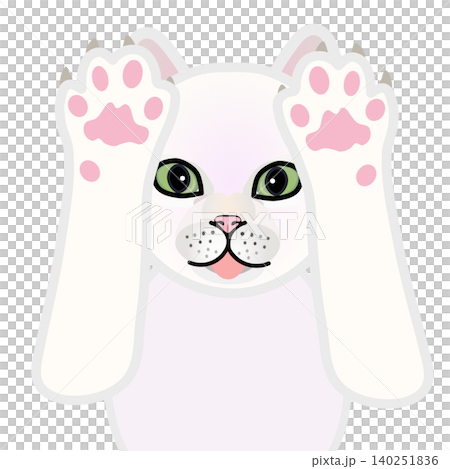 前足のついた白猫の顔イラスト 前足のついた白猫の顔イラスト 140251836