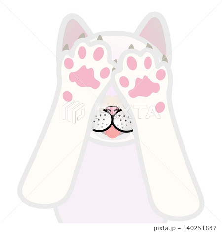 前足のついた白猫の顔イラスト 前足のついた白猫の顔イラスト 140251837