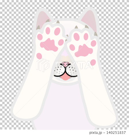 前足のついた白猫の顔イラスト 前足のついた白猫の顔イラスト 140251837