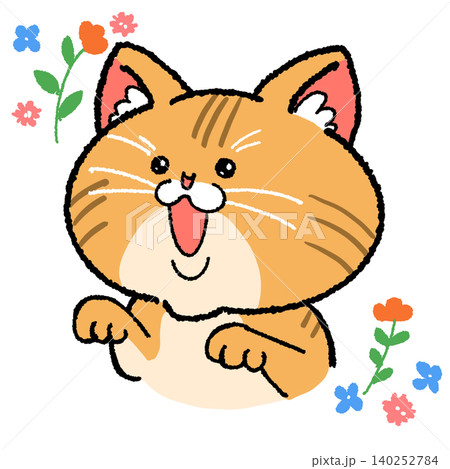 かわいい猫ちゃんとお花 かわいい猫ちゃんとお花 140252784