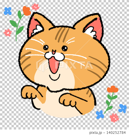 かわいい猫ちゃんとお花 かわいい猫ちゃんとお花 140252784