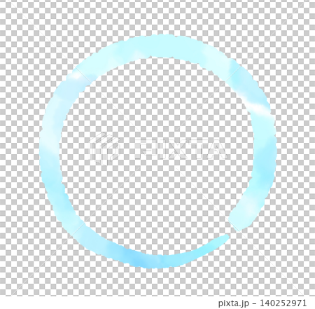 Watercolor-style, pale blue circular frame - hand-drawn illustration material Watercolor-style, pale blue circular frame - hand-drawn illustration material 140252971
