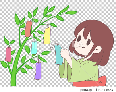 女孩七夕竹製裝飾品 140254623