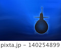 青から黒へグラデーションする海中を静かに航行する最新鋭潜水艦正面シルエットイメージ 青から黒へグラデーションする海中を静かに航行する最新鋭潜水艦正面シルエットイメージ 140254899