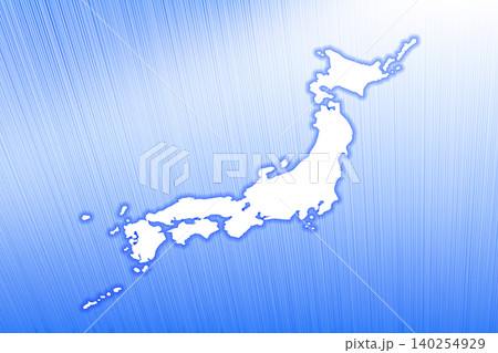 扇状に繊細な白い縦縞ヘアラインの入った青色グラデーション背景に白抜き日本地図イメージテクスチャー 扇状に繊細な白い縦縞ヘアラインの入った青色グラデーション背景に白抜き日本地図イメージテクスチャー 140254929