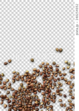 Buckwheat grains frame with text copy space. Vertical Buckwheat grains frame with text copy space. Vertical 140254932
